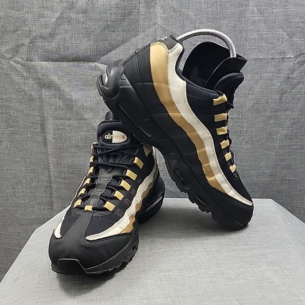 Nike Air Max 95 OG AT2865-002 - Black Metallic Gold White GS- Men's 15
